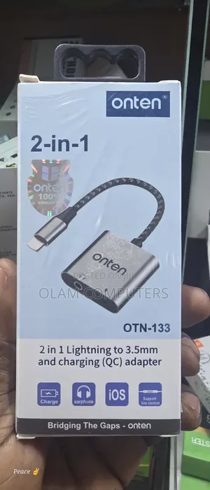 ONTEN OTN-133 2 in 1 Lightning to 3.5mm and Charging (QC) Adapter
