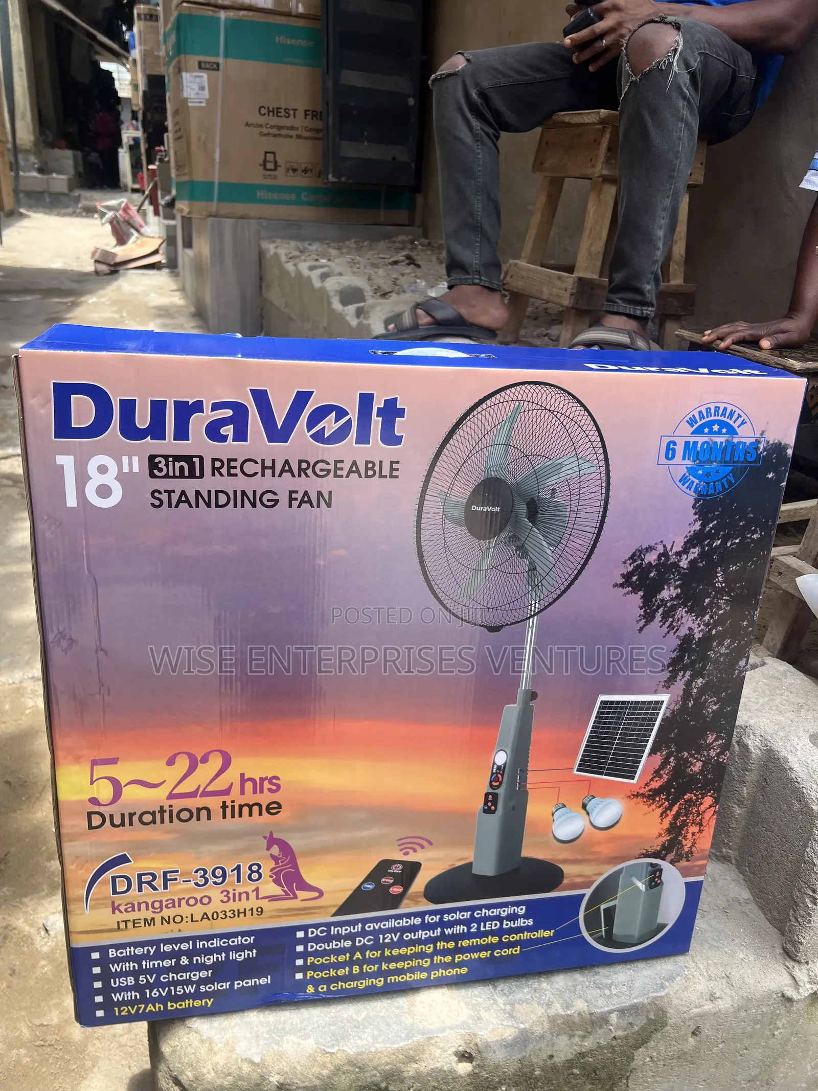 DuraVolt 18” 3-in-1 Rechargeable Standing Fan