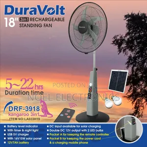 Duravolt 18" Kangaroo 3-in-1 Rechargeable Fan