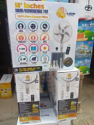 Lion Electric 18 Inch Solar Rechargeable Fan