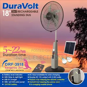 Duravolt 18" Kangaroo 3-in-1 Rechargeable Fan