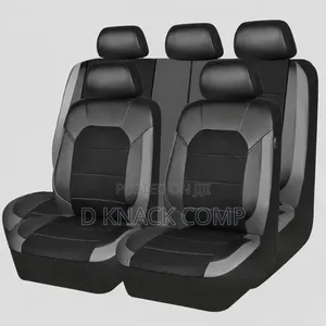 Universal 5 Seat Car Seat Covers 9 Piece Set PU Leather Black & Grey