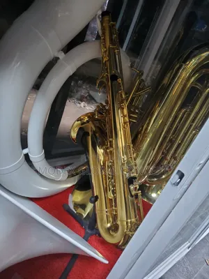 Gold-Lacquered Brass Baritone Saxophone.