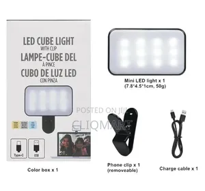 LED Cube Light With Clip – Portable Selfie Vlog Fill Light USB-C