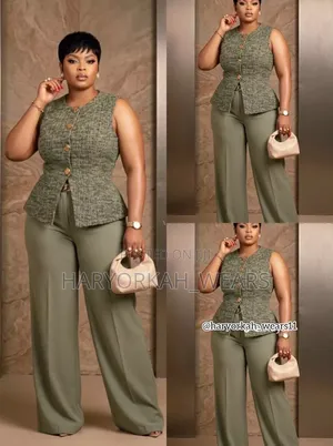 Elegant White 2-Piece Set --Shirt + Wide Leg Pants