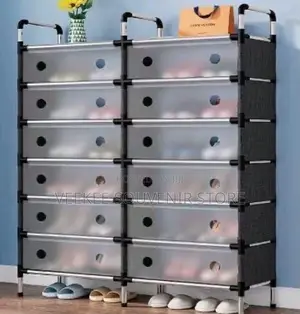 Double Dustproof Shoe Rack – 12 Layers / 24 Pairs Storage!