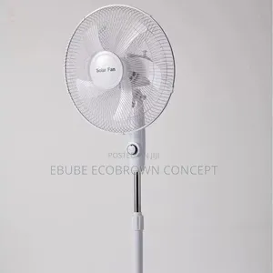 Solar 16 Inches Rechargeable Solar Standing Fan With Panel, Led Bulb
