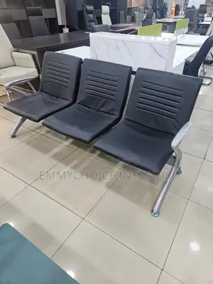 3-Seater Padded Reception Waiting Chair, Black