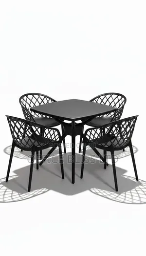 Resin Square  Dinning  Table & 4 Basket  Pp Chairs