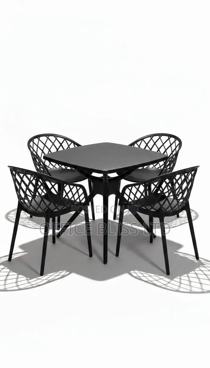 Resin Square  Dinning  Table & 4 Basket  Pp Chairs