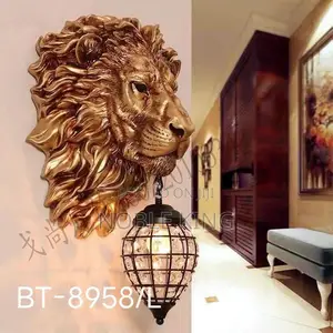 Retro Lion Head Indoor Wall Lamp Living Room Internet Celebrity Bar