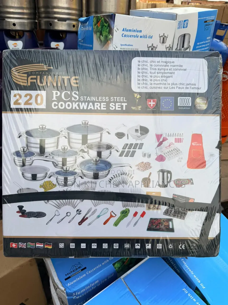 220pcs Stainless Steel Cookware Set