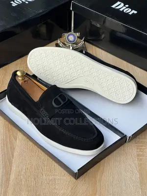 Dior Dry Suede Slip on Loafers With White Soles