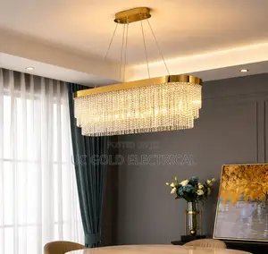 Modern Golden Crystal Pendant Lamp Indoor Decor Round ChandelierLuxury