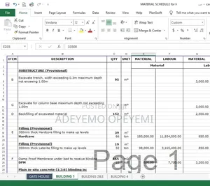 Bill of Quantities & Material Schedule Preparation