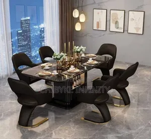 Brand New Imported Marble Dining Table With Six Chairs Available