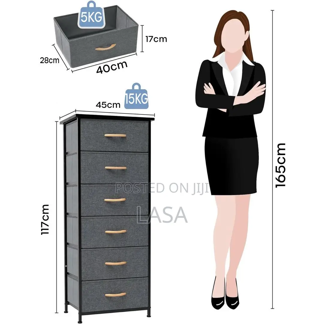 6-Tier Black Fabric Storage Cabinet