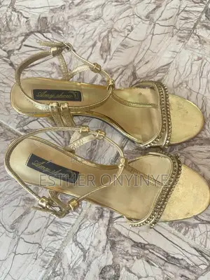 DECLUTTER SALE!!! Neatly Used Gold Rhinestone Heeled Sandal