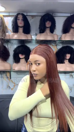 20” Burnt Orange Vietnam Bone Straight 5x5 Closure Wig