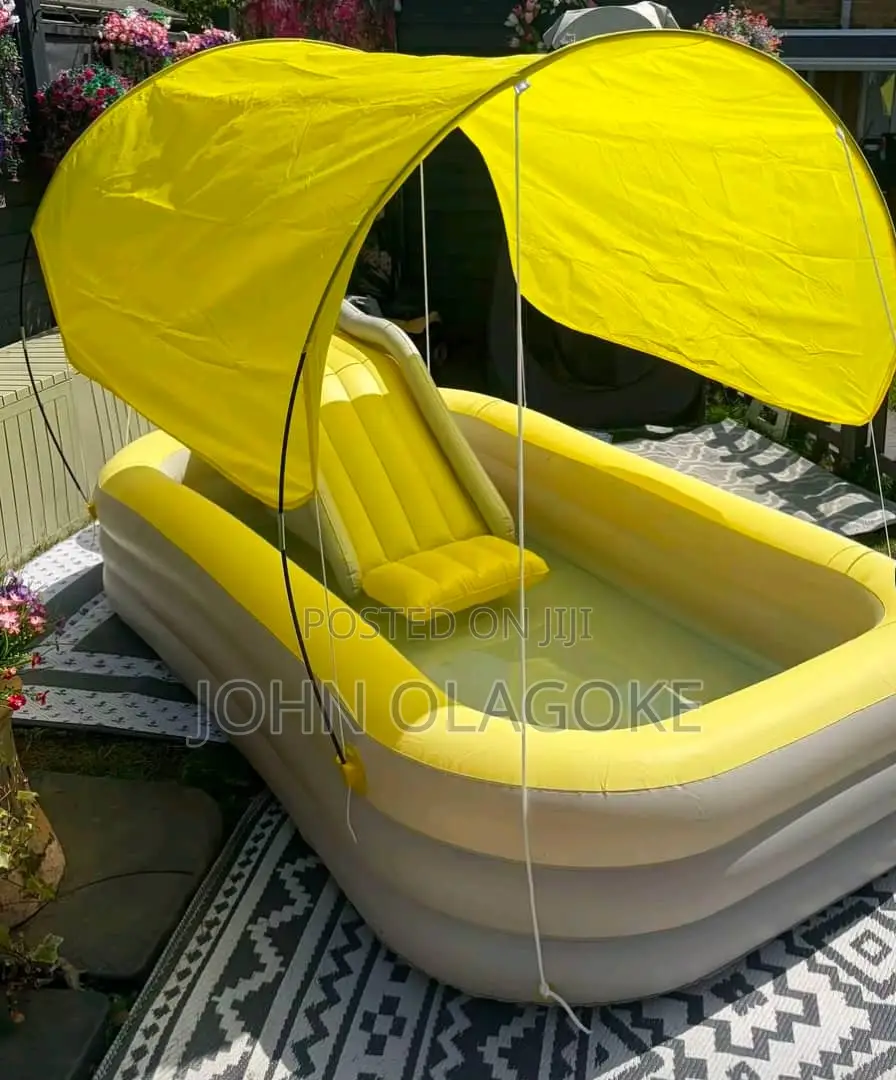 Inflatable Pool With Slide and Shade