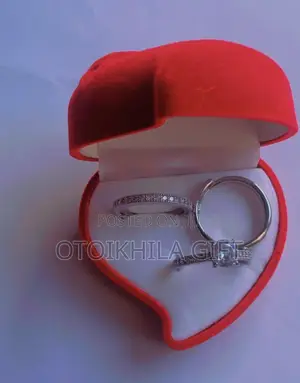Silver Couple Adjustable Wedding Ring Set With Case