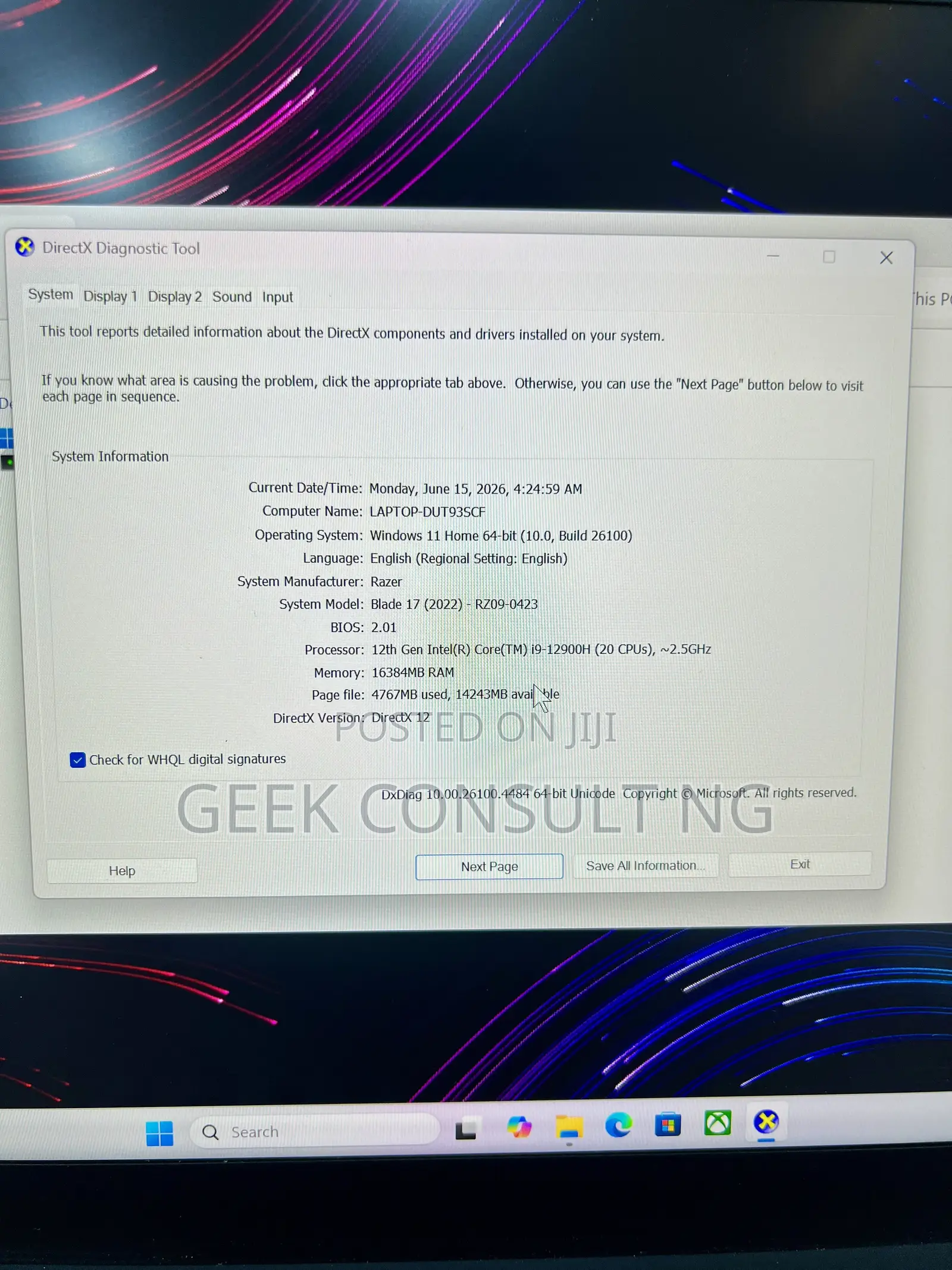 Laptop Razer Blade Advanced 16GB Intel Core i9 SSD 1T