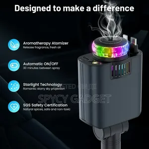 Retractable Car Charger With Aromatherapy Starlight 5 in 1 USB C