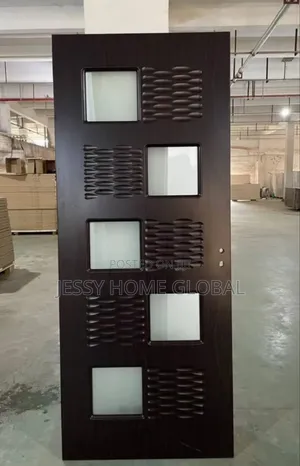 840 Wooden Door With Glass Block Design