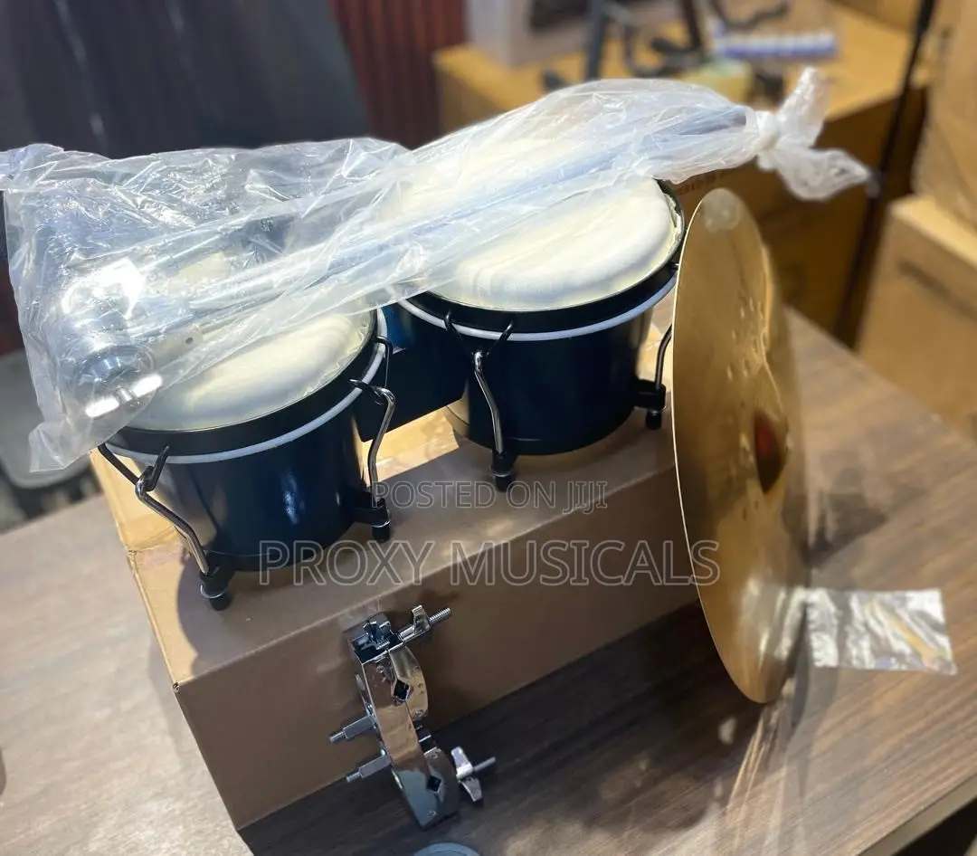 Bongo Drum, Stand, Clamp, Cymbal & Stand