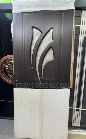 840 Wooden Door With Glass Finger Flowers