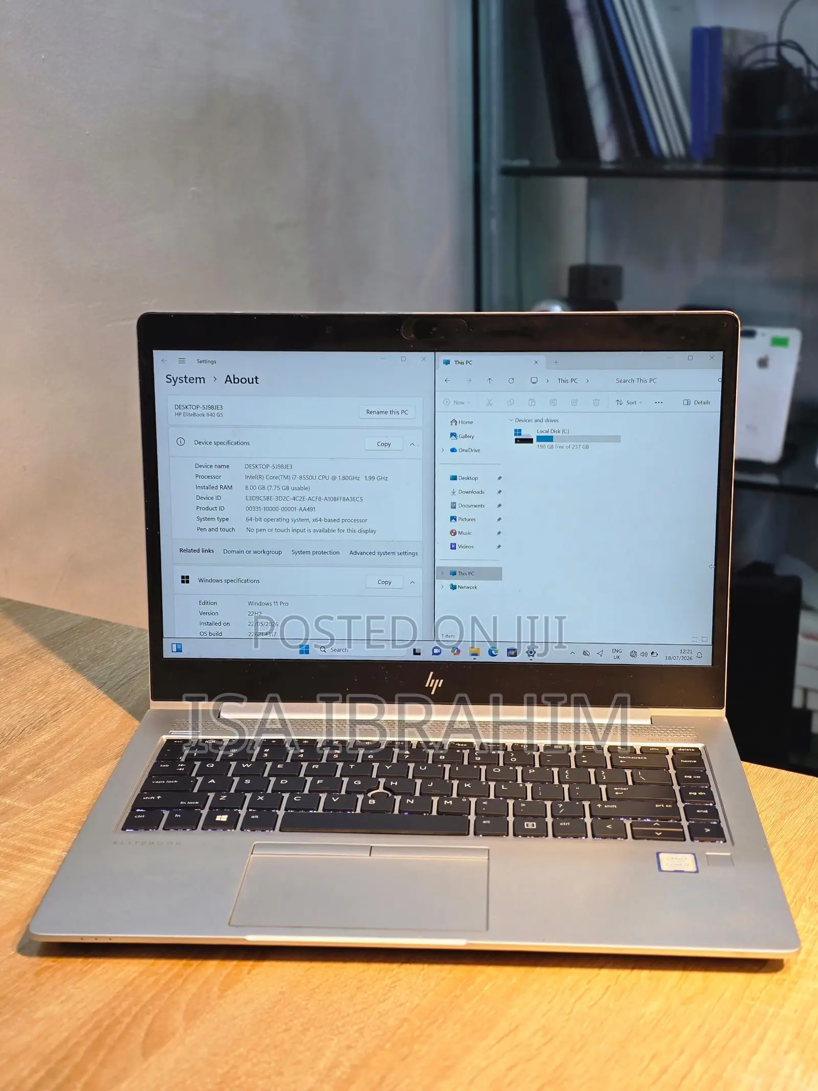 Laptop HP EliteBook 850 G6 8GB Intel Core i7 SSD 256GB