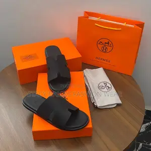 Hermes Black Leather Slippers; Now Available in Store*