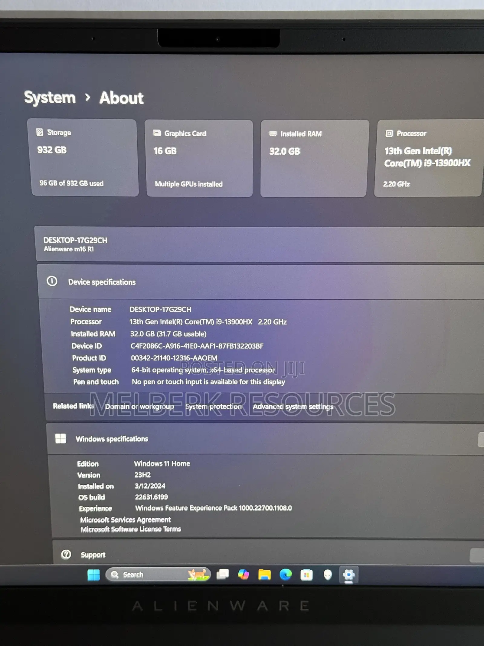 Laptop Alienware M16 R1 32GB Intel Core i9 SSD 1T