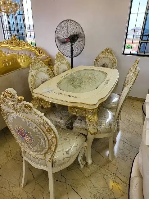 6 Seaters Royal Dining Table Gold Colour