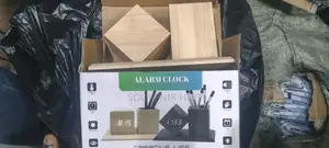 Wooden Desktop Organizer With Alarm Clock