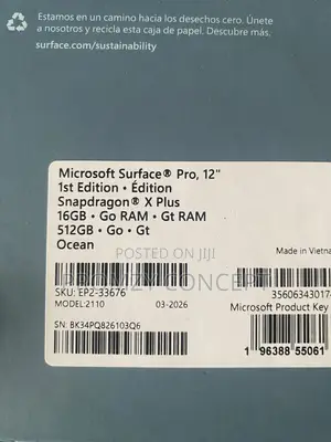 New Laptop Microsoft Surface Pro Copilot+ PC 12 16GB SSD 512GB