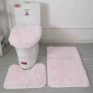 3pcs Non Slip Shaggy Soft Water Absorption Toilet Mat