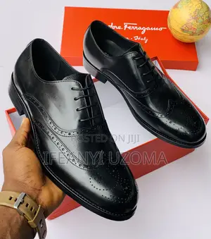 High Leather Lace Up Black Color Shoe