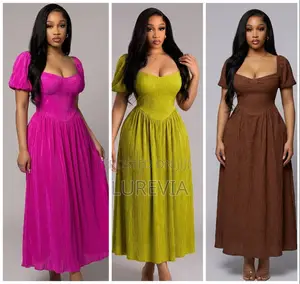 Women’s Elegant Pleated Midi Dress