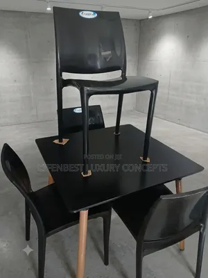 Black Four Seaters Restaurant Table and Chair