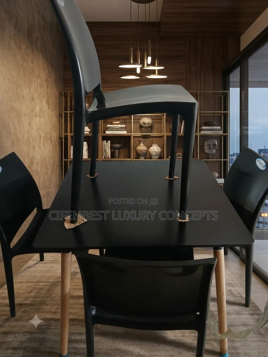 Black Four Seaters Restaurant Table and Chair