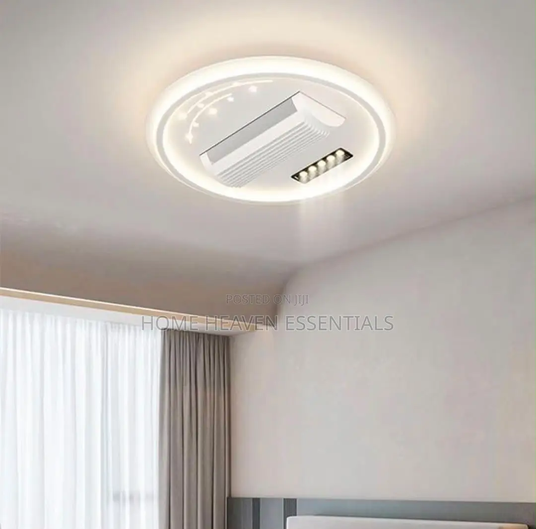 Modern LED Bladeless Ceiling Fan White Vaneless Ceiling Fan Light