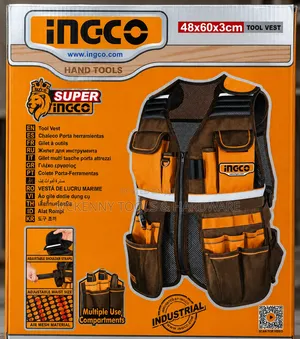 INGCO Industrial Tool Vest – Multi-Pocket Work Vest