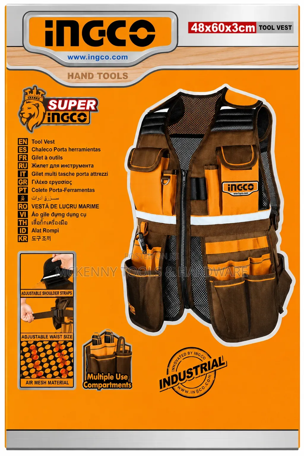 INGCO Industrial Tool Vest – Multi-Pocket Work Vest