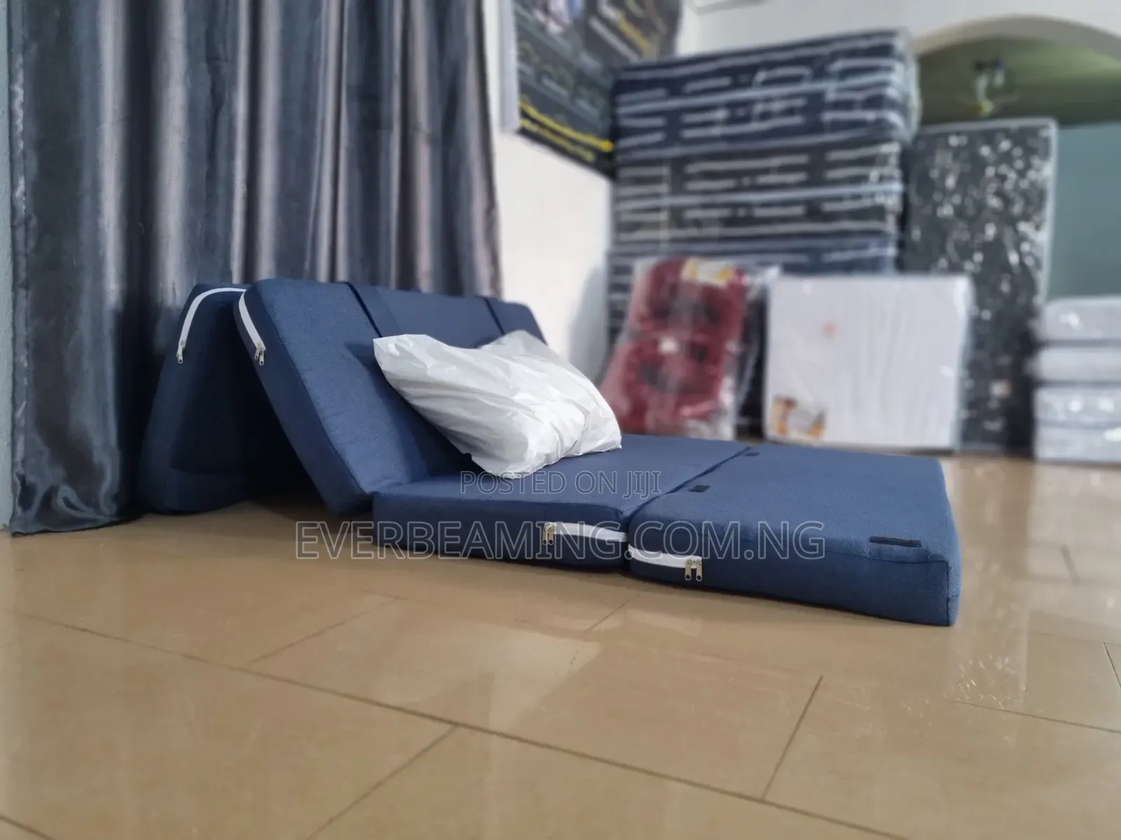 EverBeaming Orthopedic Foldable Mattress _ Blue and White _ 4ft X 6ft