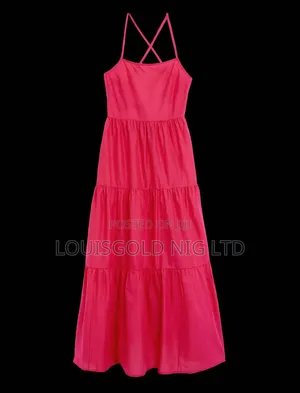 Original Cross Cross Tiered Maxi Sundress(pink)