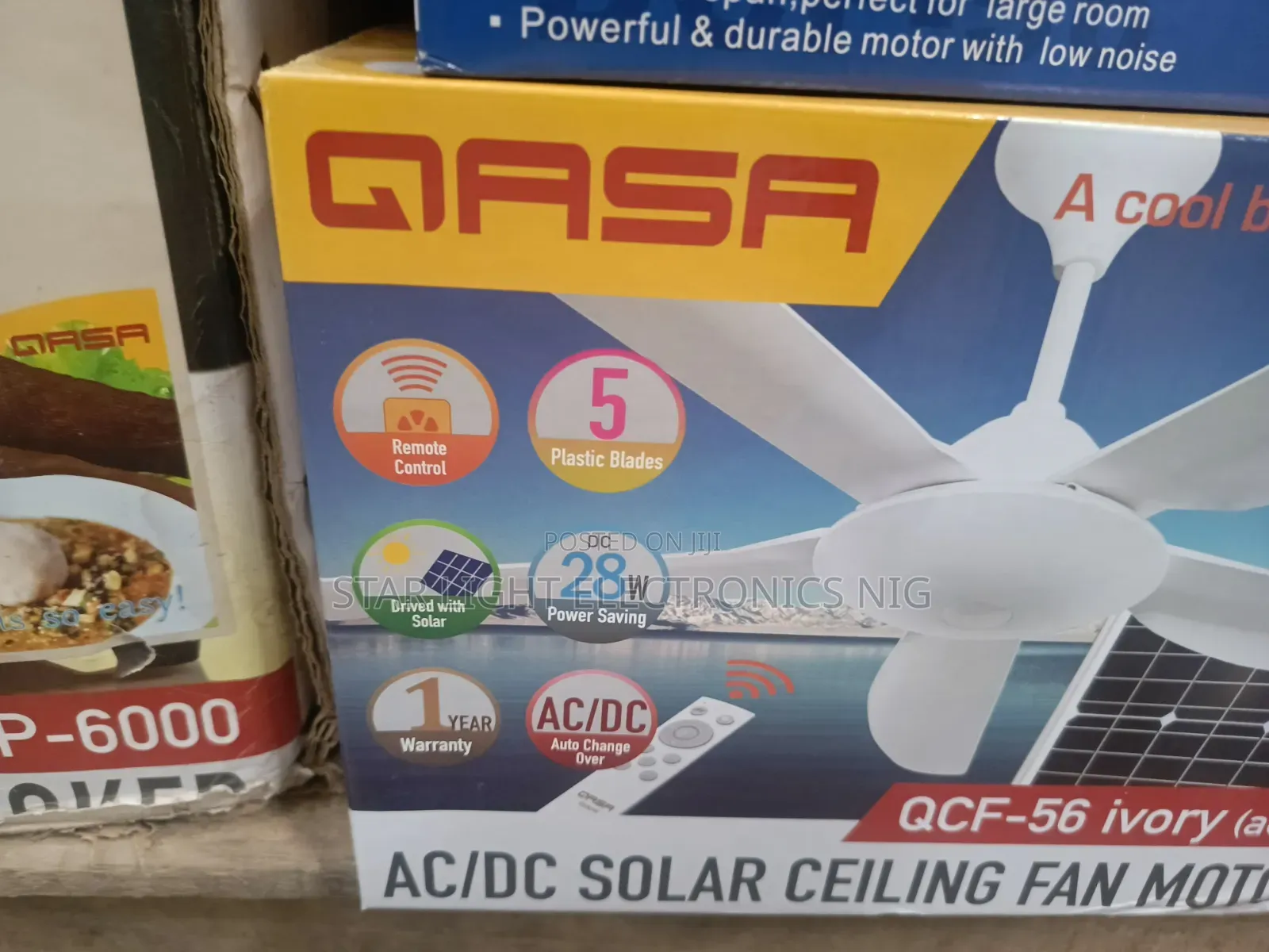 DC Solar Ceiling Fan White
