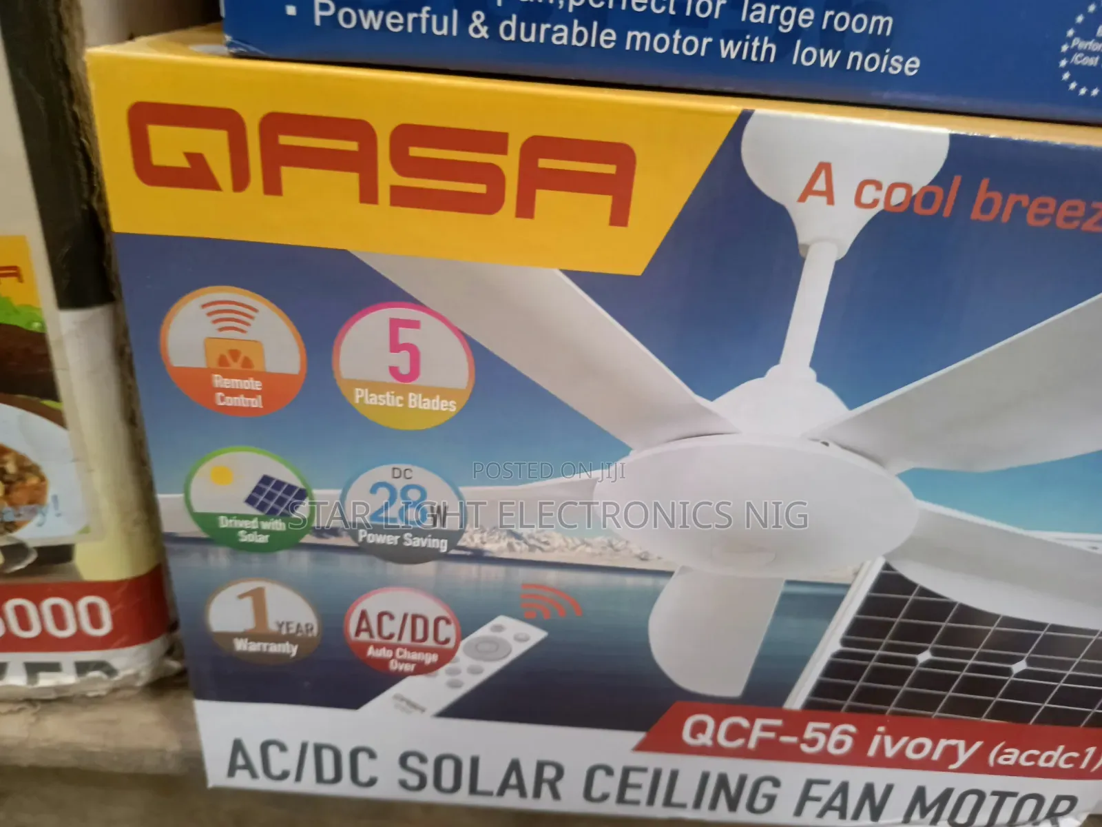 DC Solar Ceiling Fan White
