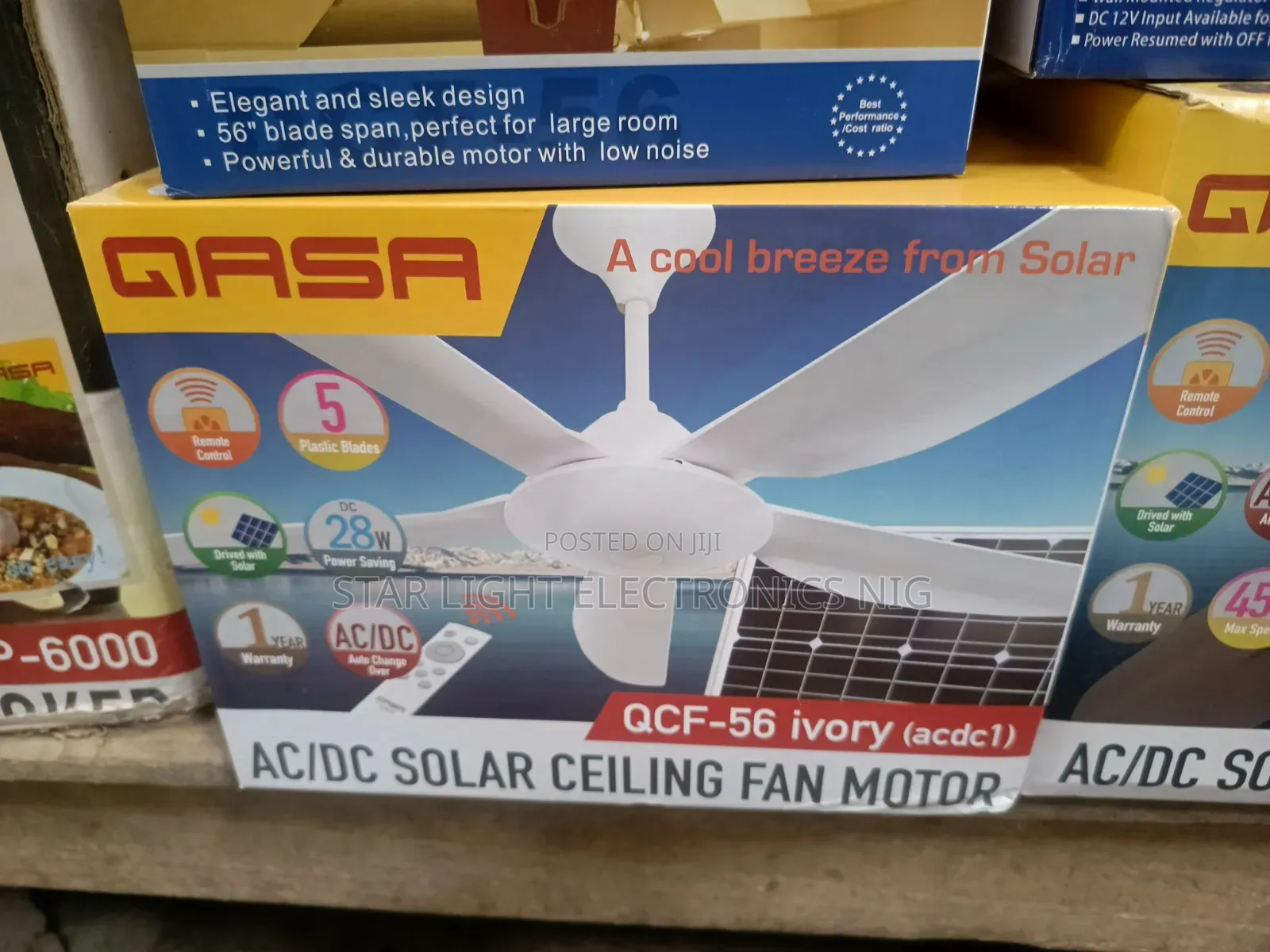 DC Solar Ceiling Fan White