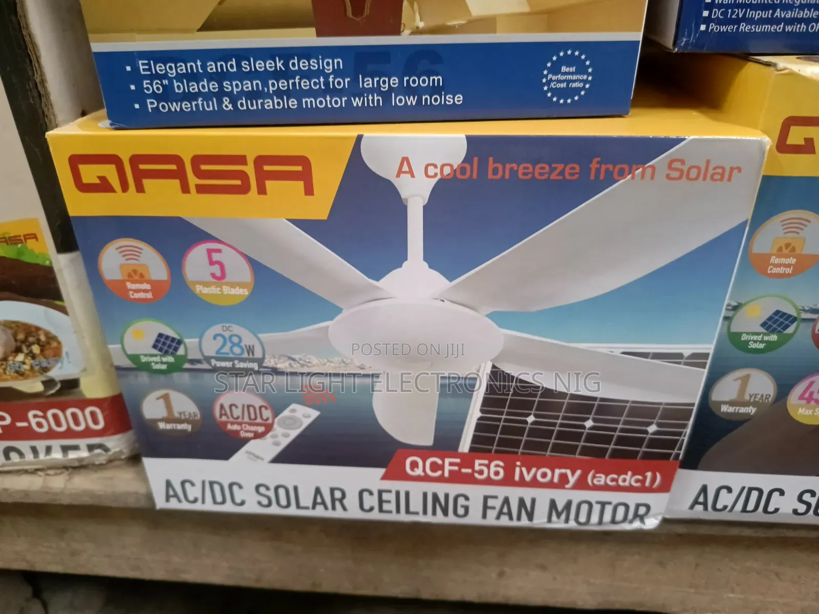 DC Solar Ceiling Fan White